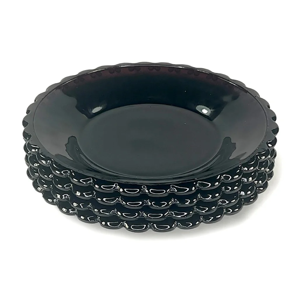 Vintage Purple Pressed Glass Cocktail Plates - 4